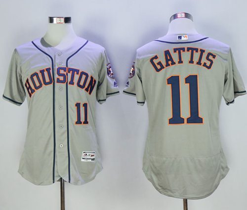 Astros #11 Evan Gattis Grey Flexbase Authentic Collection Stitched MLB Jersey